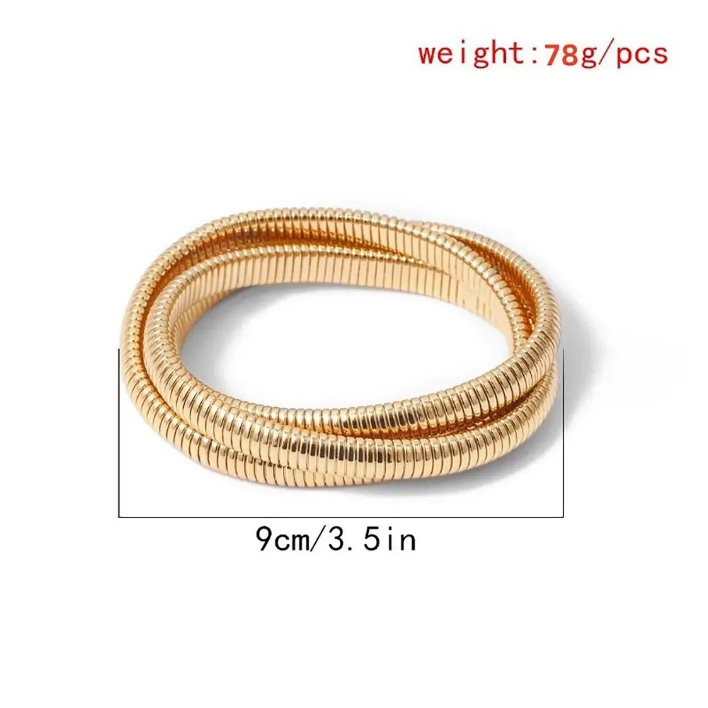 Waterproof Stainless Steel Elastic Bracelet for Women Punk Style Vintage Simple Design Hip Hop Spiral Bangle Girls