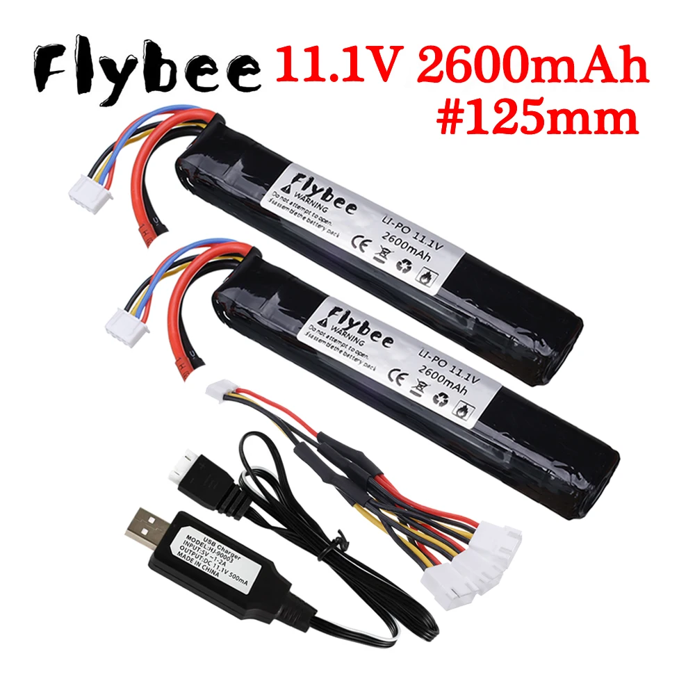 Airsoft Battery High Rate Discharge AKKU RC Lipo Battery and charger 11.1V 2600mAh 30C Mini Airsoft Gun Model Tamiya Connector