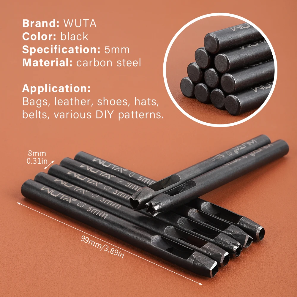 WUTA 5mm Flower Leather Belt Hole Puncher Leather Hollow Punching Tool DIY Craft for Leather Watch Band,Fabric,Plastic,Paper 1pc - Image 2