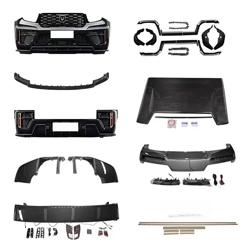 DurableApplicable kit for modification of a full set of front face and tail hood appearance kits of the same style