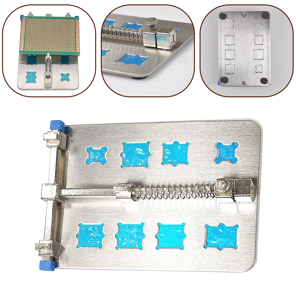 แผงวงจรยึด PCB 120X80มม. ปรับได้แผ่นกันลื่นกำจัดกาวร่องสแตนเลสใช้งานได้จริง
