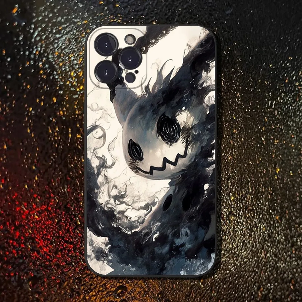 귀여운 심플 M-미미큐 아이폰 16,15,14,13,12,11 플러스,프로 맥스,XS,X,XR,SE,미니,8,7용 소프트 실리콘 블랙 케이스