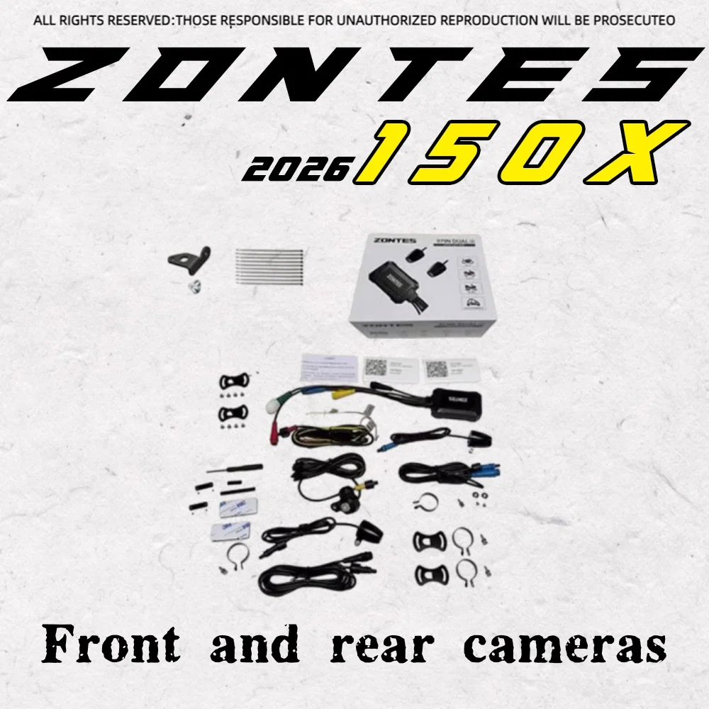 

Для скутера ZONTES 150X: передние и задние камеры, кронштейны для видеорегистратора, оригинальные заводские модифицированные детали.