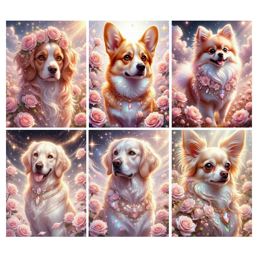 

Fullcang Cute Dog Diy Diamonds Painting Kits New Collection 2026 Pet Animals Full Drill Mosaic Embroidery Picture Wall Decor