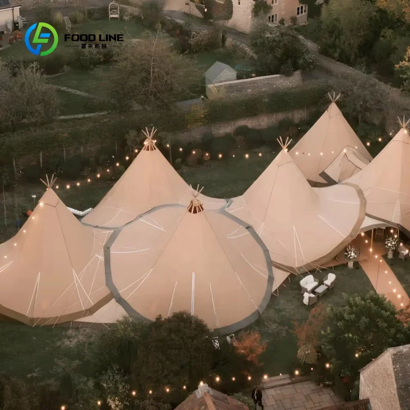 Customized Large Luxury Glamping Wooden Pole Tipi Marquee Tent for Outdoor Wedding and Events
