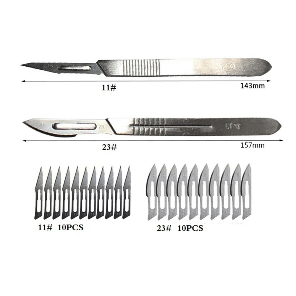 20pc Carbon Steel for blades 2pc Handle DIY Engraving Craft Knives Cutting PCB Repair Sword Hand Tools Carbon Steel