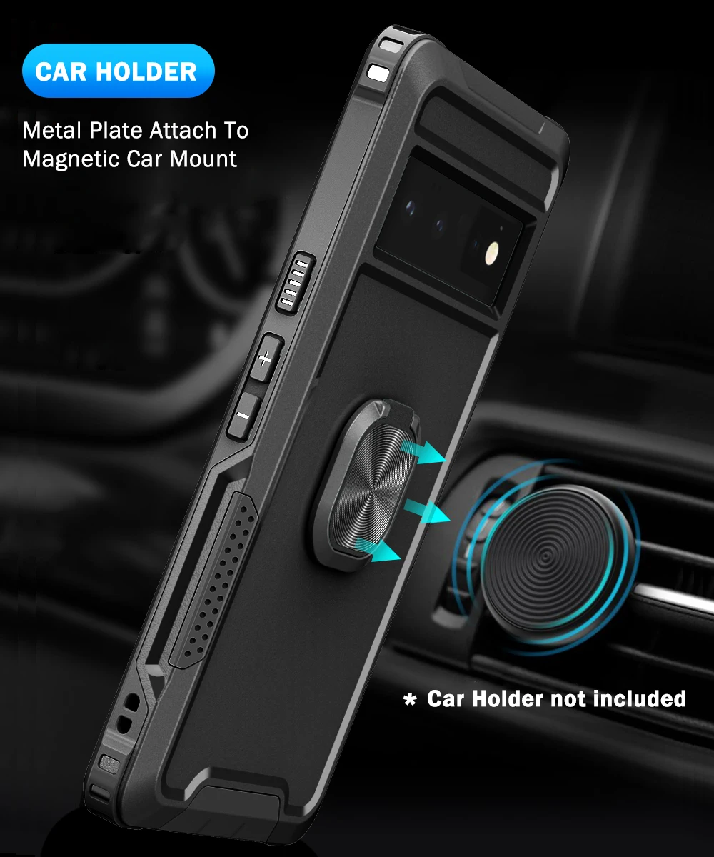 Pixel 6 Cases Heavy Duty Drop Protection Kickstand Rugged Shockproof/Dust Proof 3-Layer Phone Case For Google Pixel 6 Pro