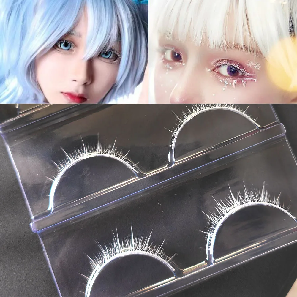 3 Pairs White Eyelashes Cosplay Eye Lashes Natural Short Can Use As Bottom Eyelashes Lower Eyelash Extension White Lashes COS