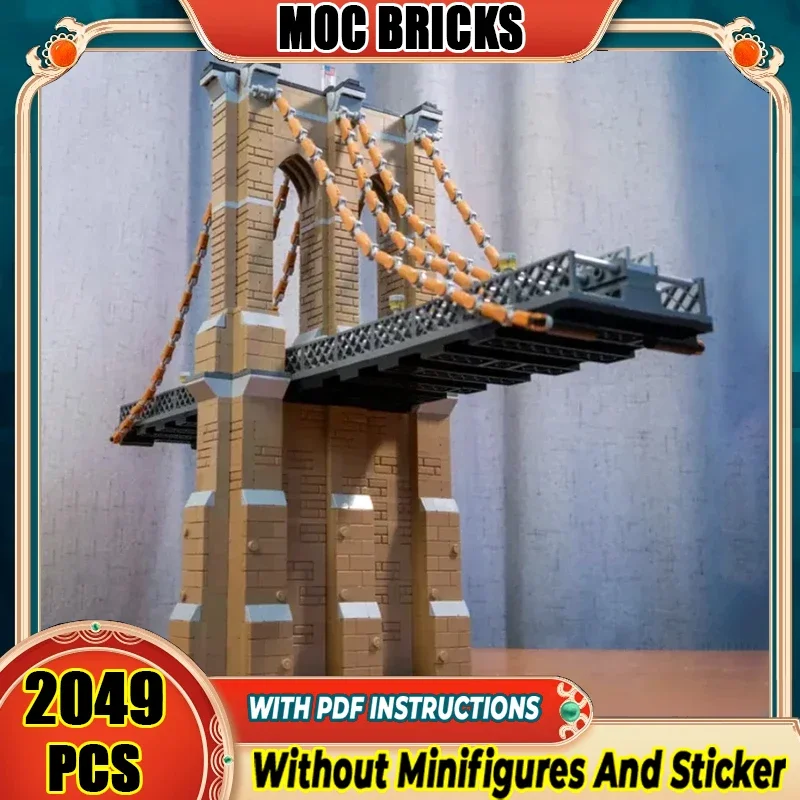

City Street View Model Moc Building Bricks The Brooklyn Bridge Technology Modular Blocks Gifts Christmas Toys DIY Sets Assembly