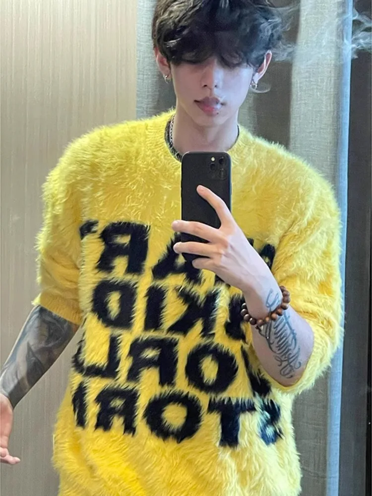

Soft Camere Sweater Lazy Sle Letter Print round Ne Knitted irt Men's High Quali Couple Hoodie Autumn Casual Wear