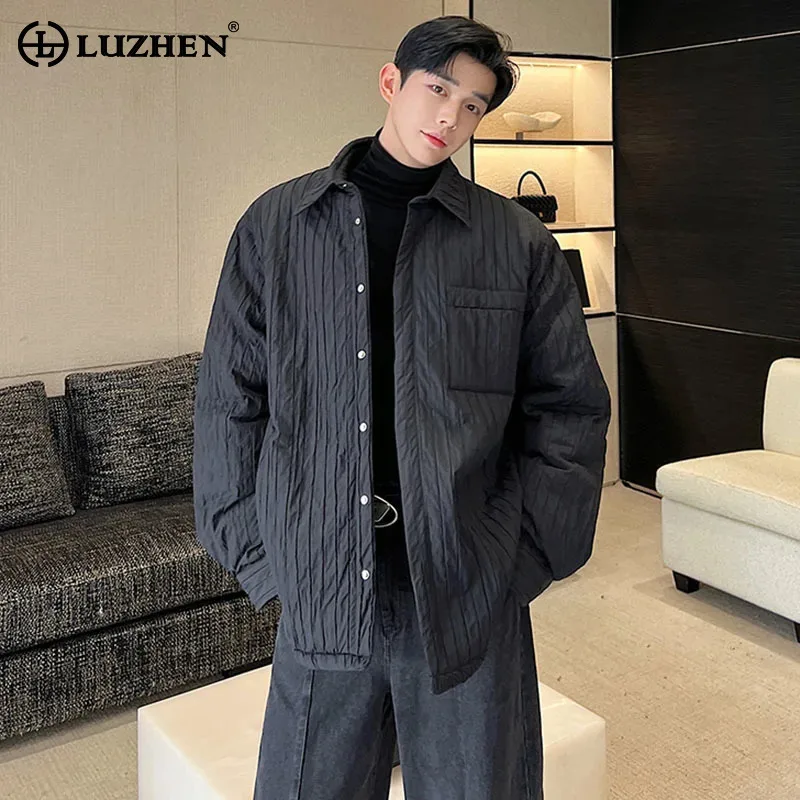 

LUZHEN Pleated Korean 2024 Design Original New Versatile Stylish Casual Jacket Men's High Quality Trendy Thin Cotton Coat JY5454