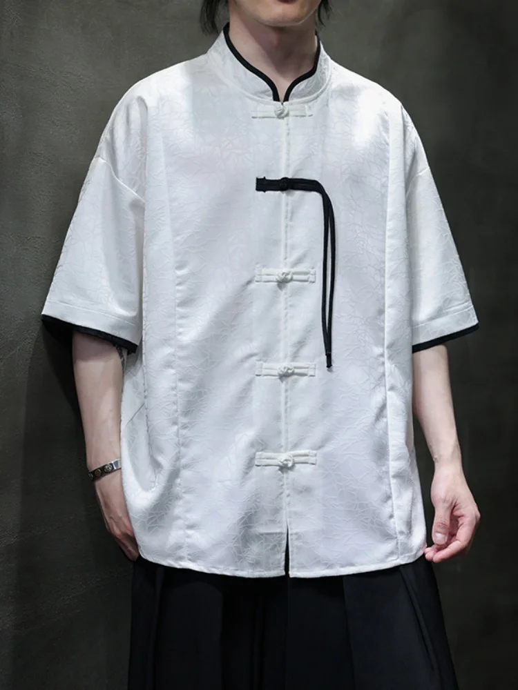 

Loose Fit Men's ort Sve irt Large Size f Sve Summer Thin Cotton Polyester Fabric Retro Chinese Sle Casual Home...