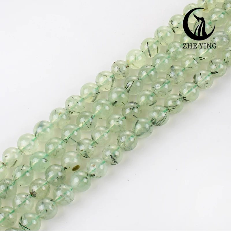 Zhe Ying 100% Prehnite Stone Beads Round Smooth Natural Gemstone Beads for Bracelet Making Diy Accessories