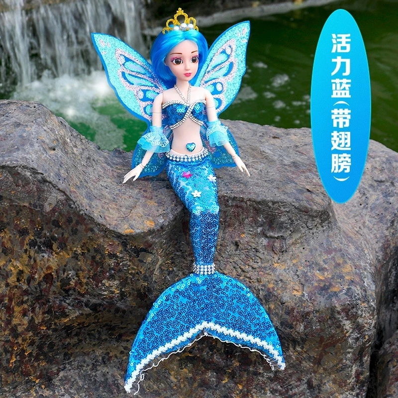 1/6 Cute Princess Mermaid Dolls with Sequin Skirt Suit Multi Joints Movable Doll Kids Toys Birthday Christmas Present Gifts
