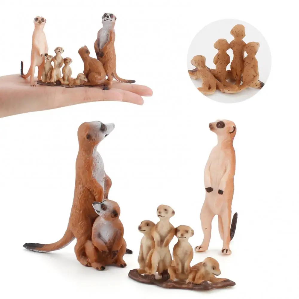 Simulation Tier Erdmännchen Modell statisch mit Baby Erdmännchen stehend Mungo Kinder Simulation Tiermodell Spielzeug Figur Ornamente Spielzeug