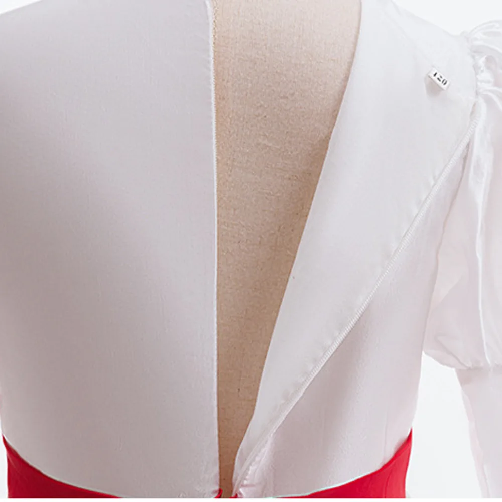 Terror-Puppe Annabelle Kostüm, gruseliges Film-Cosplay, weißes langärmeliges Prinzessinnenkleid mit roter Rose an der Taille, Halloween-Robe für Mädchen und Kinder – Detail 7