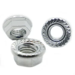M3 M4 M5 M6 M8 M10 M12 M14 M16 Galvanized Steel Hexagon Hex Flange Nut Pinking Slip Locking Lock Nut DIN6923