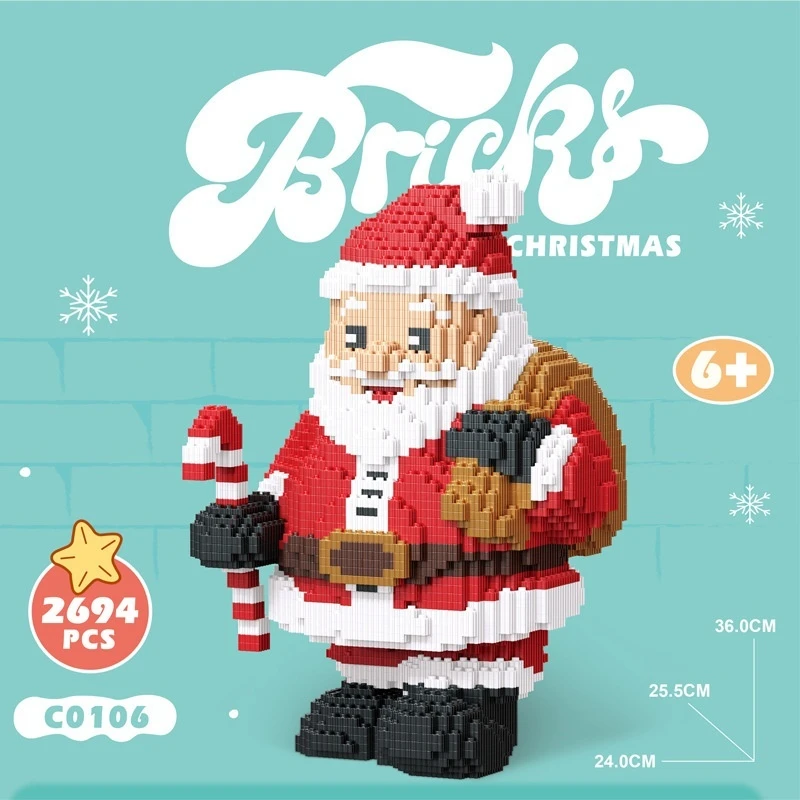 Regalo de Navidad 35cm Santa Claus Elk montaje bloques de construcción muñeco de nieve árbol de Navidad modelo ornamento juguete de bloques de construcción caja de regalo