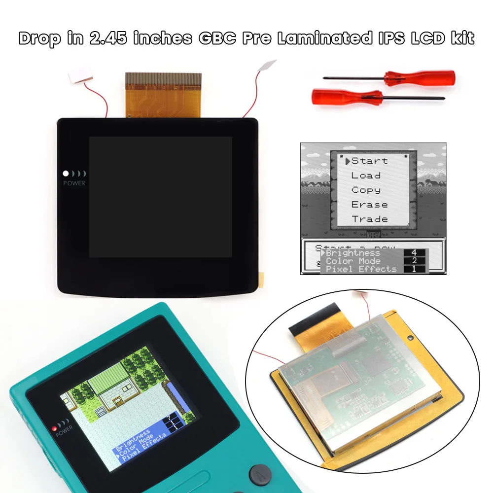 

Новый 2,4-дюймовый ламинированный экран GBC IPS, комплекты ЖК-дисплея высокой яркости с индивидуальным корпусом для Gameboy Color, простота установки