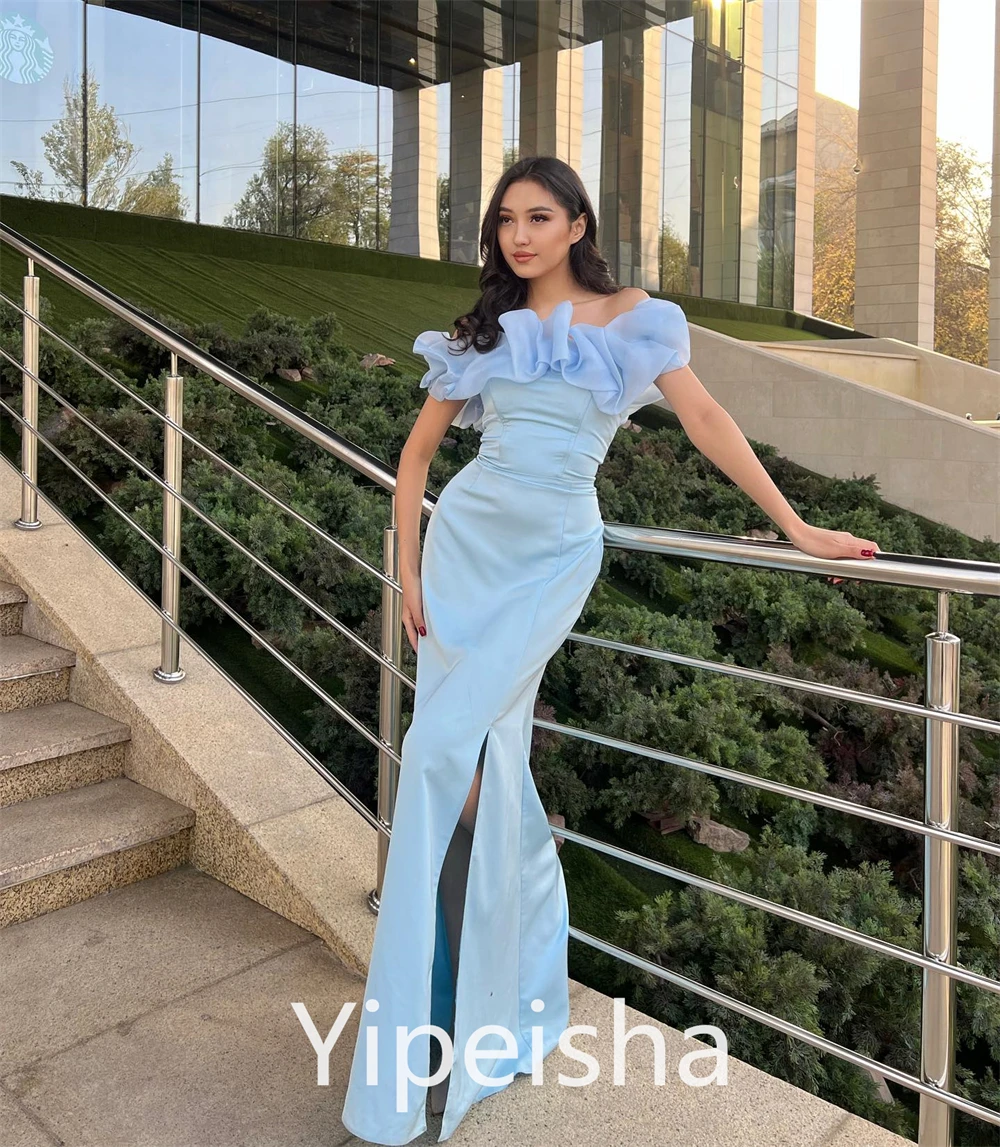 Yipeisha Prom Dress High Quality Off-the-shoulder Sheath Evening  Contoured Satin Floor Length Custom