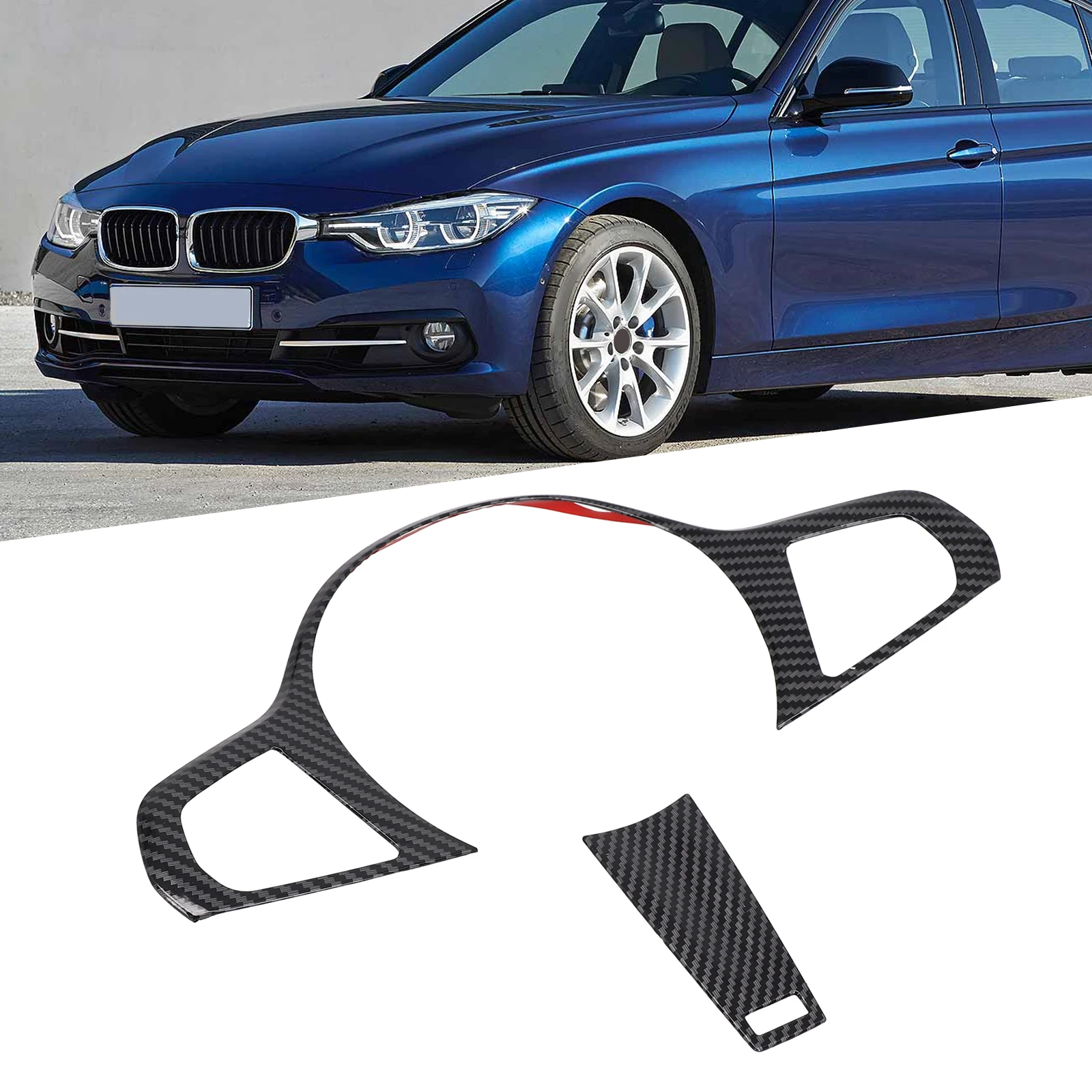 

Car Steering Wheel Trim Control Button Frame Cover Accessories + Bottom Decoration For BMW 3 Series G20 2019-2021 Car Tools