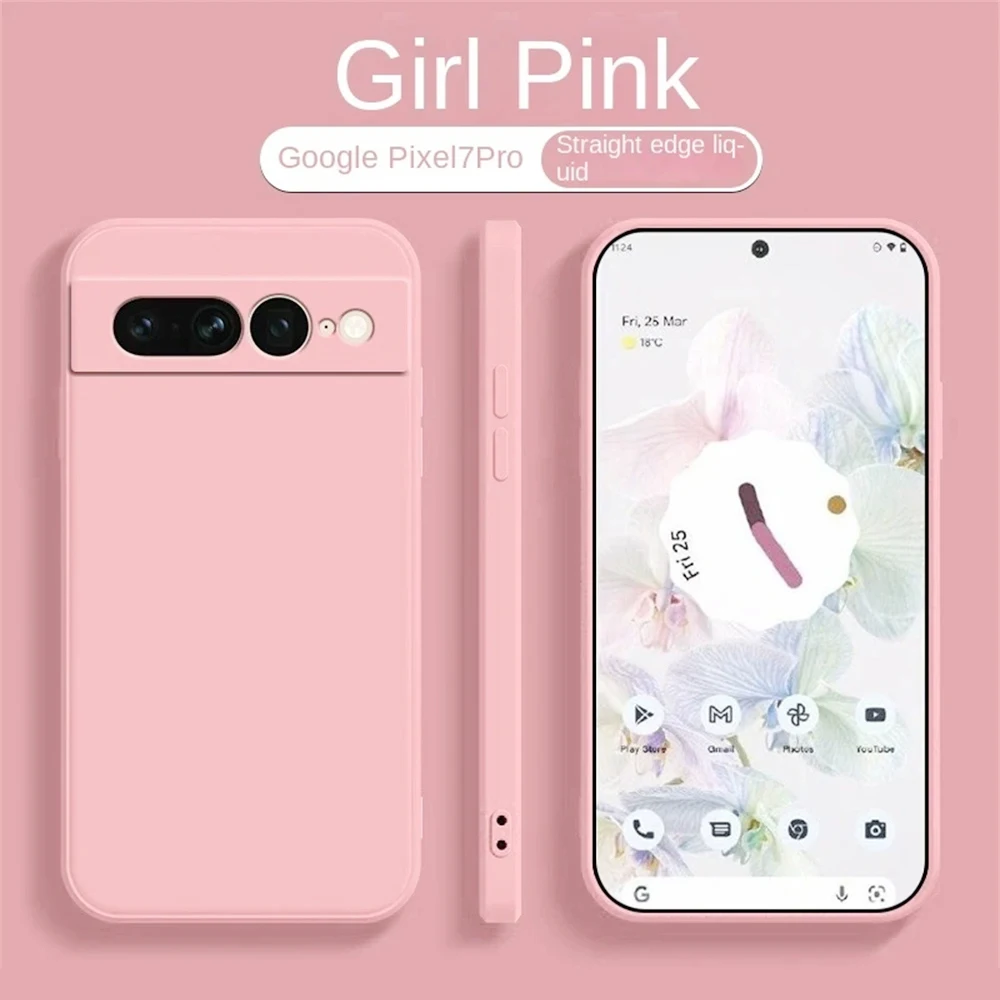 Flüssiges Silikon, weich, einfarbig, für Google Pixel 9 9A, stoßfeste Hüllen für Google Pixel 6 7 6A 7A Hülle, Pixel 8 Pro 7A 7 Abdeckung