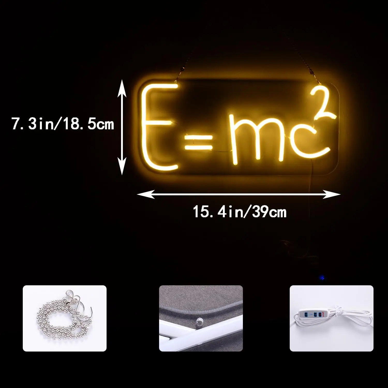 E = mc² Neon Signs LED Neon Light, Dimmable Lamp, Inspirational Gift Conface for Shop, Coffee PRStudy Room Wall Decor