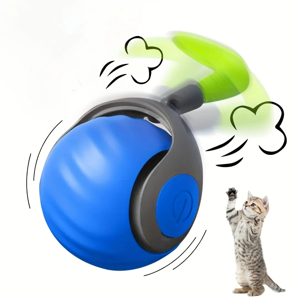 

Interactive Cat Ball Toy with Feather, Smart Cat Toys Ball for Indoor Cats,USB Rechargeable Cat Toys