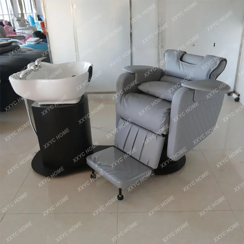 TTJapanese-style High-end Barber Shop Electric Shampoo Bed Can Be Reclined And Rotated, And The Semi-lying Flush Bed Is Integrat