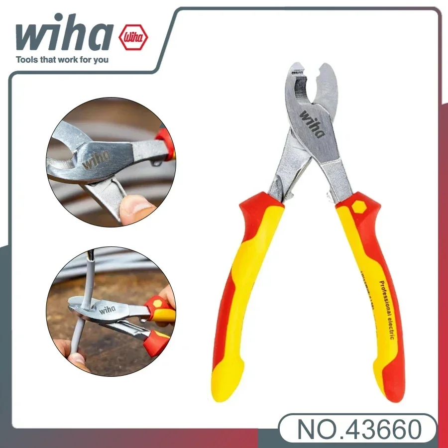 WIHA Insulated Cable Cutters 1000V VDE 180 mm with Switchable Opening Spring Electrical Spring Plier electrician wire cutter