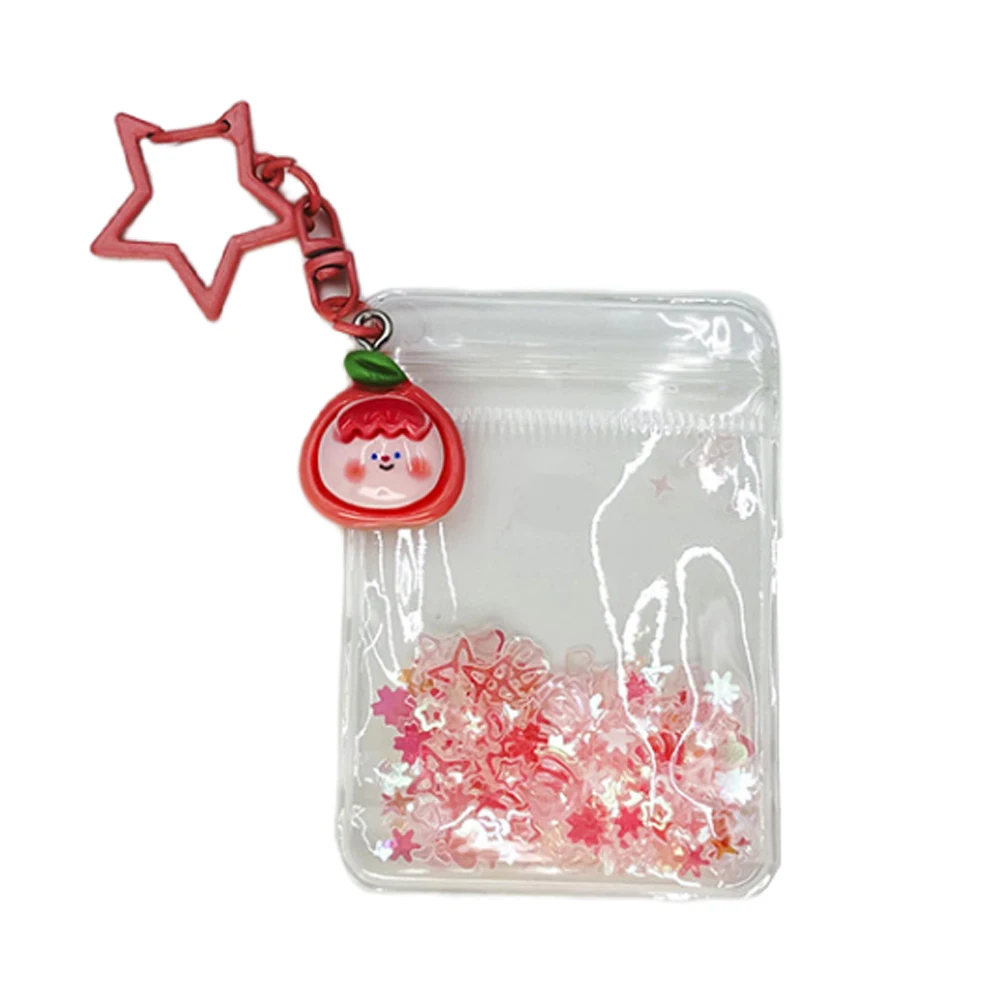 Transparent Cute Mini Bag Keychain Outdoor Display Bag Star Hairball  Doll Bag Keyring Storage Bag PVC Pendant Collection Pouch