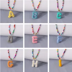 Bohemian 26 Letter A-Z Pendant Necklace for Women Handmade Colorful Beads Necklace Girls Party Festival Jewelry Gifts