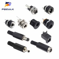 5PCS DC 5.5x2.1mm 3.5x1.3mm 2.1 2.5 Connectors DC Power Plug Male Female Jack Socket Nut Panel Mount DC Power Adapter Connector