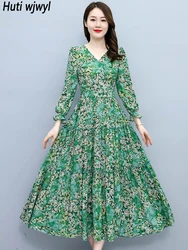 2024 Spring Autumn Fashion Casaul Party Midi Dress Floral Boho Beach Long Sleeve Dress Women Elegant Chic Prom Night Maxi Dress