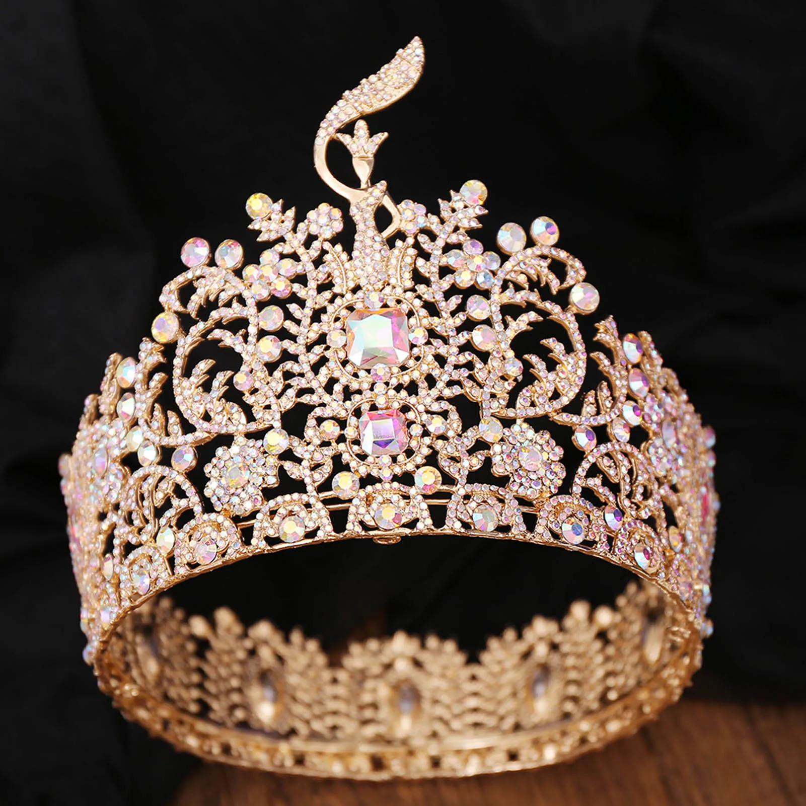 Bridal Crown Queen Headband Baroque Headwear with Sparkly Rhinestones for Masquerade Ball Banquet Cosplay