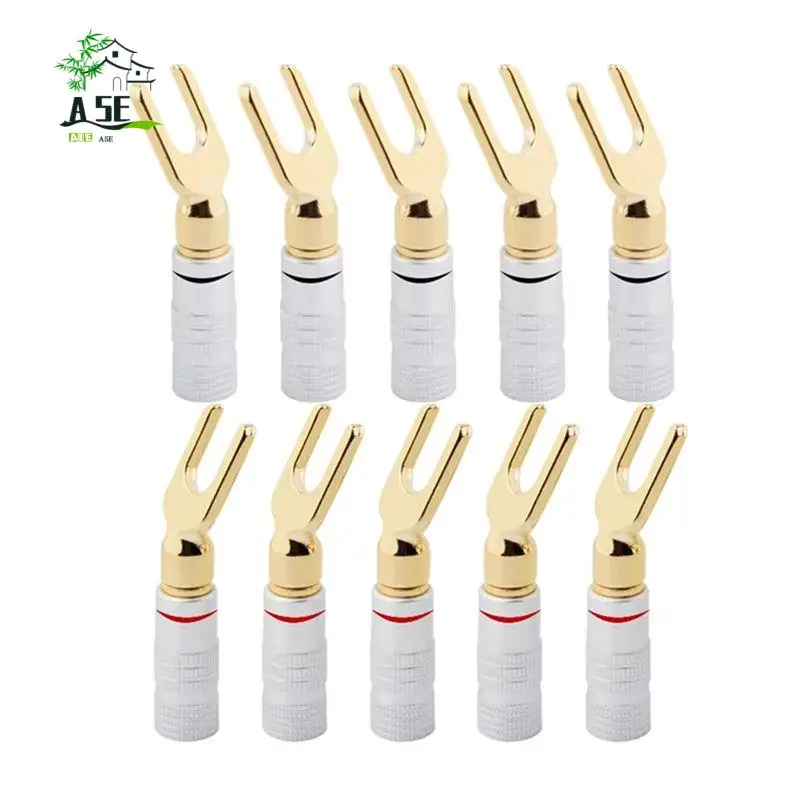 

A05E-10 шт. Y/U тип штекеры типа «банан» динамик аудиокабель провод разъем винт замок вилка лопата разъемы типа «банан»