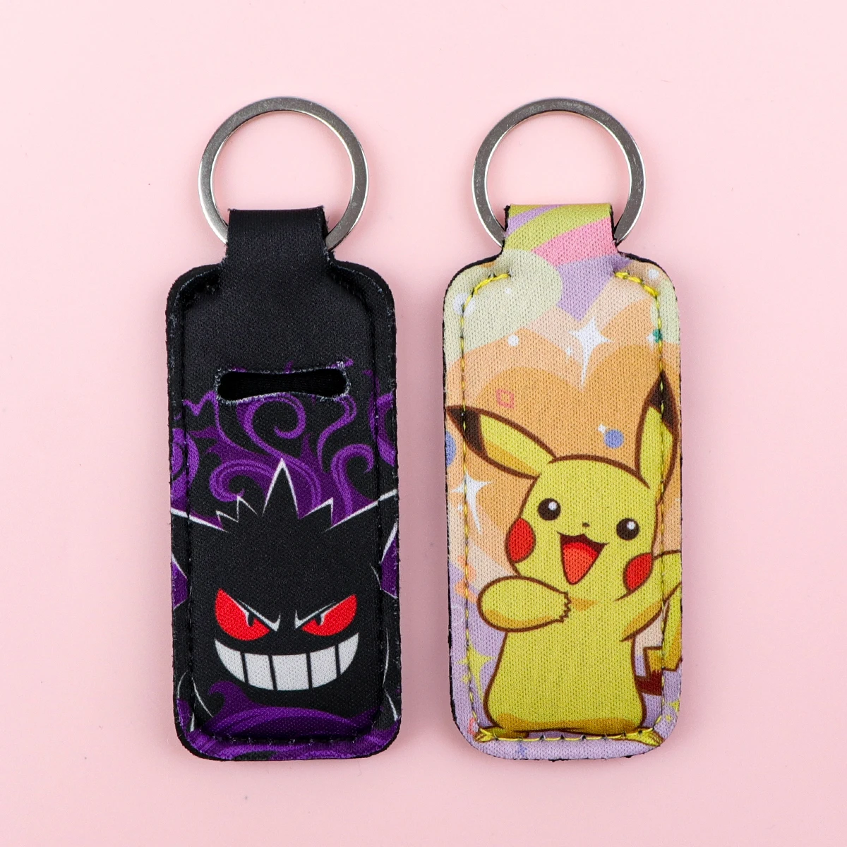 Adventure Animation Print Cartoon Keyring Clip On Lipstick Holder Keychain Trendy Lip Balm Key Chain Travel Accessories