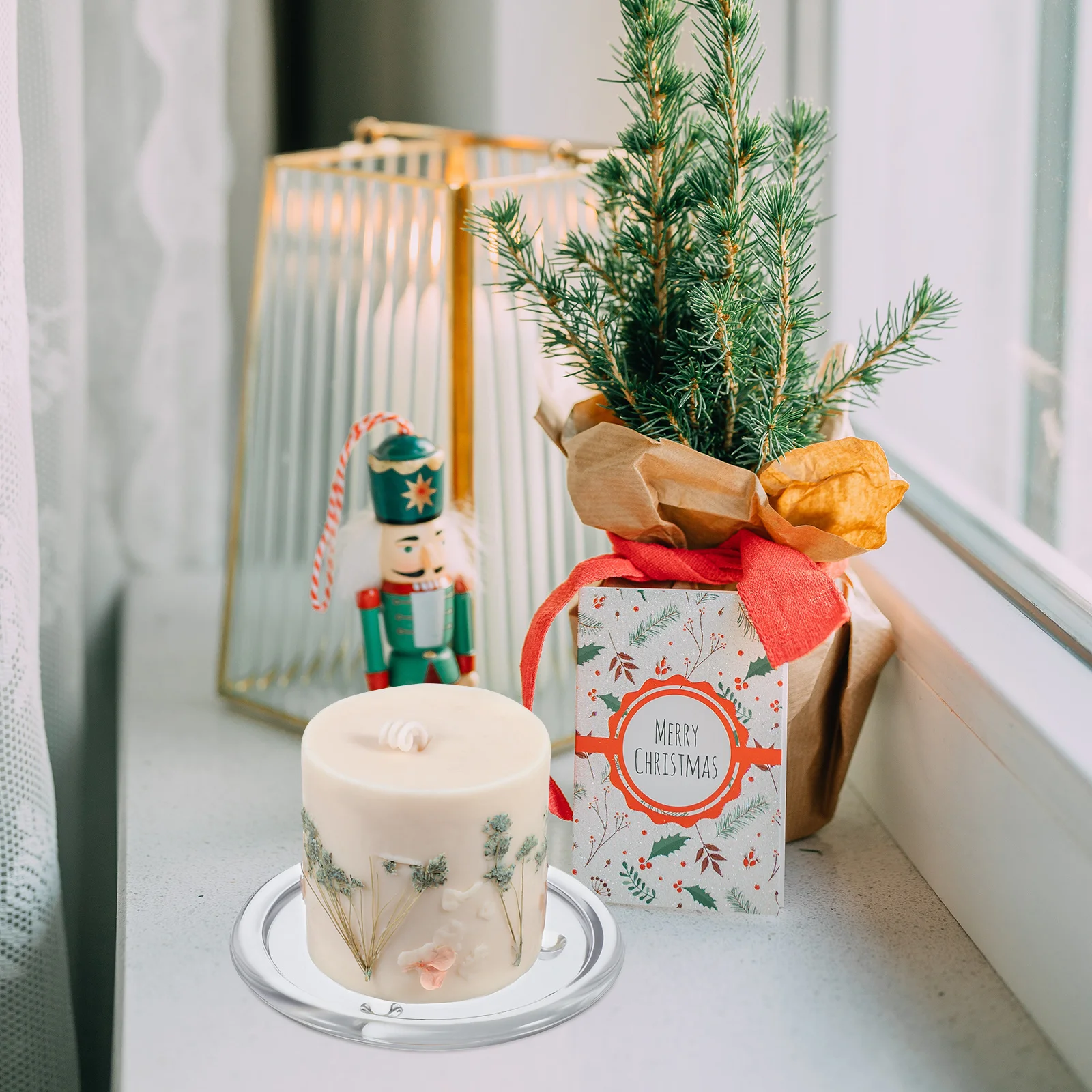 

2Pcs Scented Tray 10Cm Glass Holder Transparent Round Plate for Home Decor Tea Light Candles Creative Stand