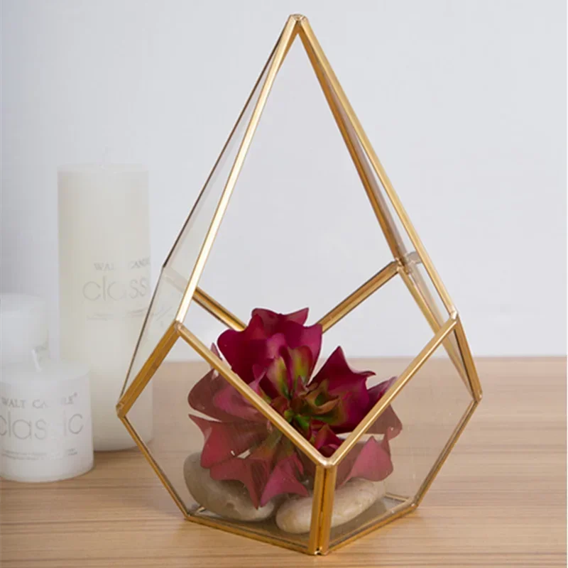 Geometric Glass Vase Home Display Stand Succulent Pot Moss Micro Landscape Flowerpot Plant Pots Eternal Flower Box Garden Pots