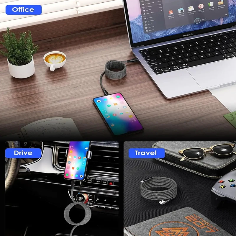100W 6A Fast Charging USB A/USB C to Type C Magnetic suction data cable Android phone for Xiaomi 14 Samsung S24  Huawei P40 OPPO image 5