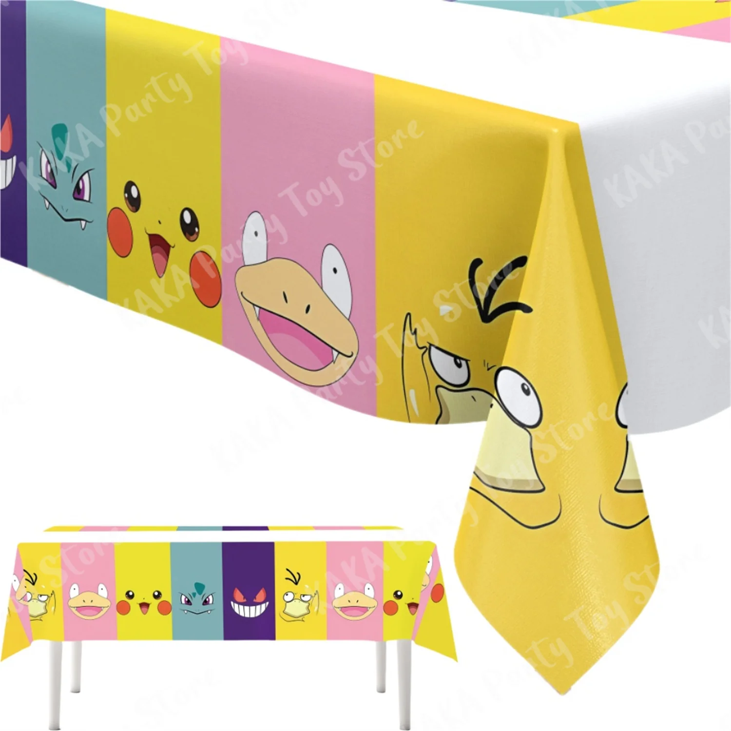 2Pcs Pokemon Pikachu Tablecloth Set Children\'s Party Decoration Charmander Squirtle Bulbasaur Birthday Table Cover Gift Doll Toy