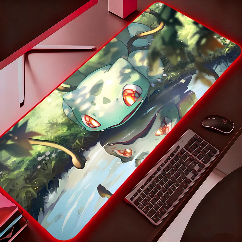 

RGB Mouse Pad Gamers Large Computer Extended Game LED Mousepad Desk Mat Keyboard Rubber Backlight Pokemon Pikachu Carpet