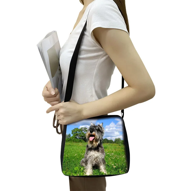 Funny Schnauzer Puppy Shoulder Bag Women Adjustable Underarm Bags for Travel Girls Dog Lover Gift Handbag Crossbody Bags