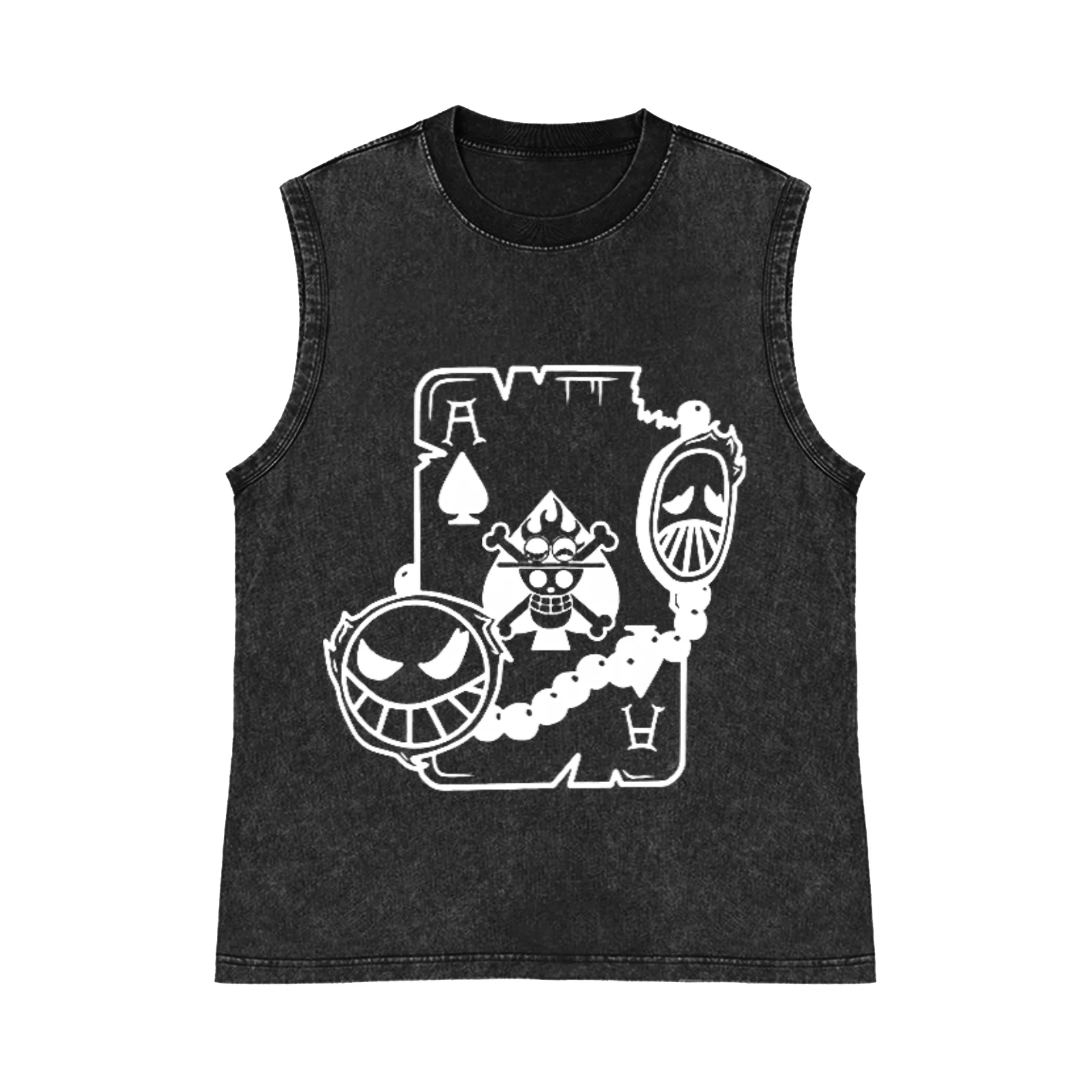 One Piece Anime Vintage Washed Tank Top Herren Ärmelloses T-Shirt Sommer Y2k Streetwear Weste Herrenbekleidung 2026 Oversized Harajuku