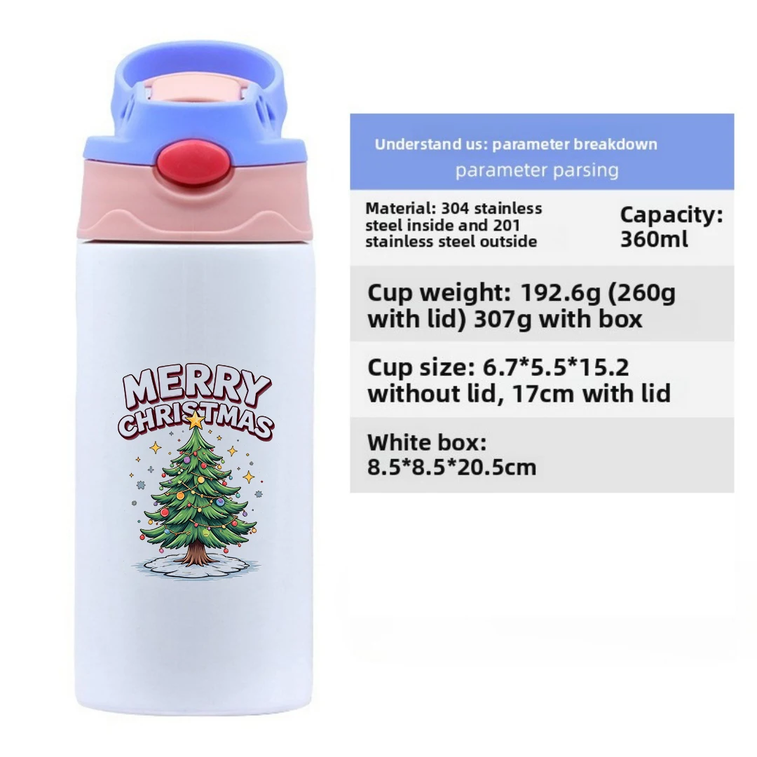 304 roestvrijstalen thermische beker cartoon kerstboom thema kindvriendelijke rietjesbeker perfect kerstcadeau voor een warme feestelijk