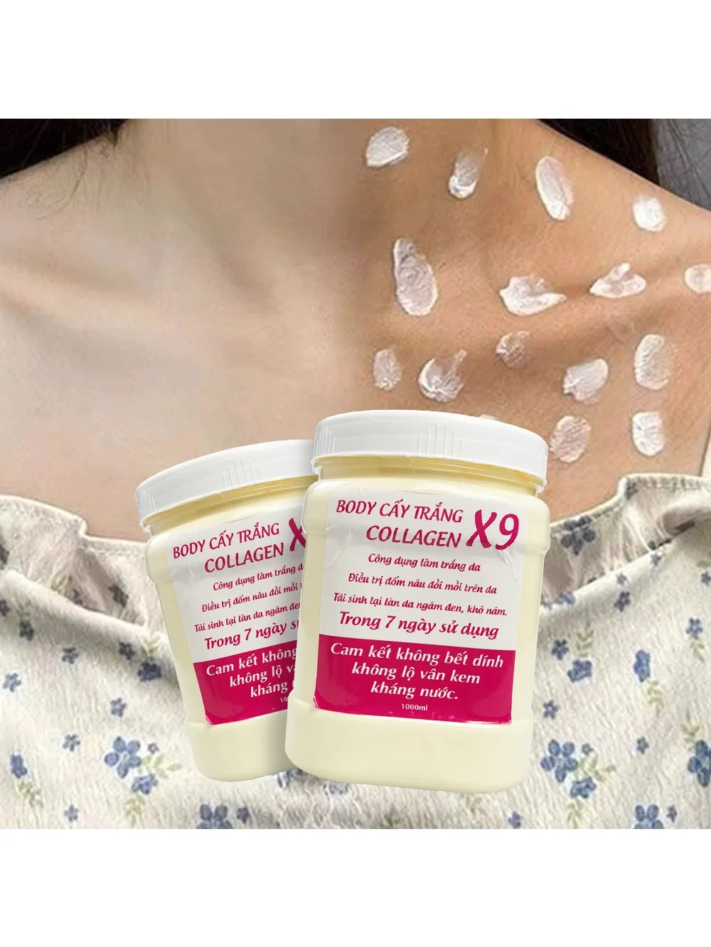 900g Hp Kem Body Cy Trng Colagène X9 Trng B amingt Tone, Ko LVân, Ko Bt Rít, Dng CChm Sóc CThKo ThThi