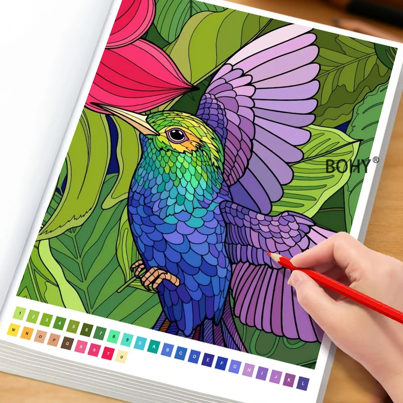 A Digital Coloring Drawing Book with 32 Page Line Drawing Patterns, Adult Decompression Pencil Coloring Brochure Hand Drawing