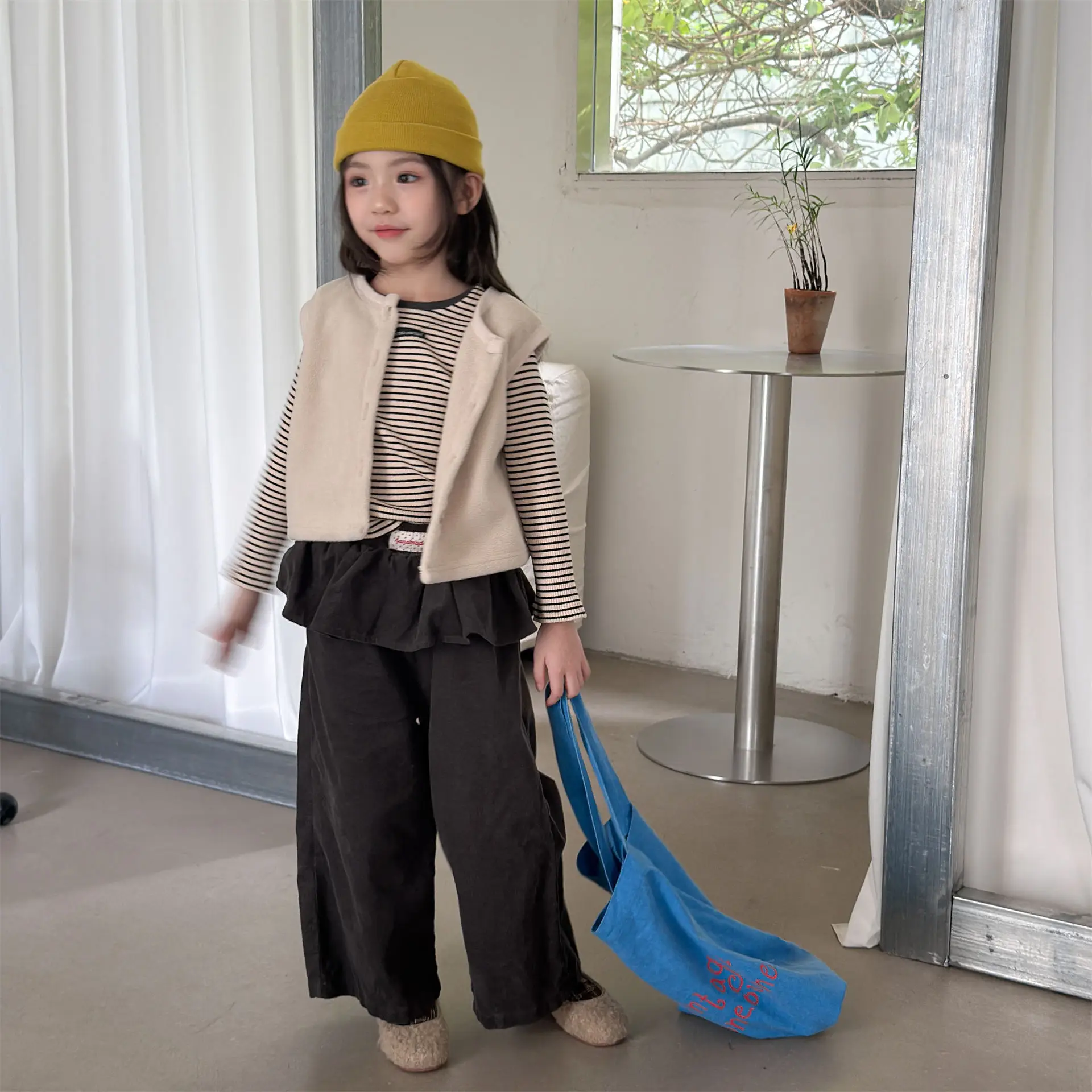 Girl Pants 2026 Spring and Autumn New Children's Clothing Korean Style Girl Baby Fart Curtain Casual Wide Leg Nine Minutes Pants
