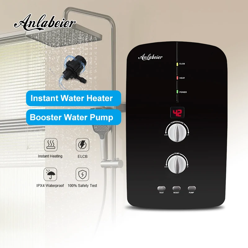 Built-in DC Pump Instant Heating Endless Hot Water Supply Mini Portable Shower Electric Hot Water Heater Household Plastic