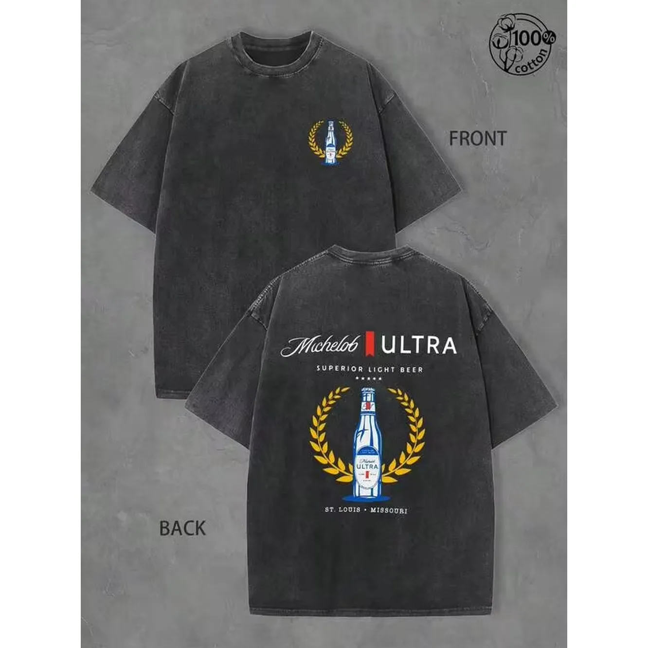Vintage Washed Michelob Ultra Beer T-Shirt 100% Cotton St. Louis Missouri Retro Beer Lover Tee,Street Retro & Outdoor Sports,Mikalo Ultra Men T-Shirt